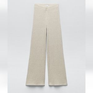 Zara RIBBED RUSTIC PANTS SAND - Size Small